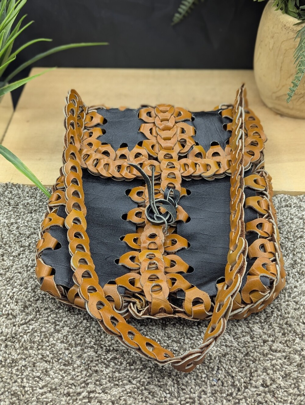 Vintage Artisan Hand Made Leather Shoulder Bag